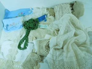 Bundle Vintage Lace Doilies/Trims/Edging/Christening Gown Crafting Repurposing - Picture 1 of 16