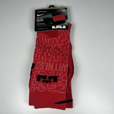 Nike Basketball LeBron Elite Quick Red Socks Men’s Size 8-12 Rare HTF New - Image 1 of 4