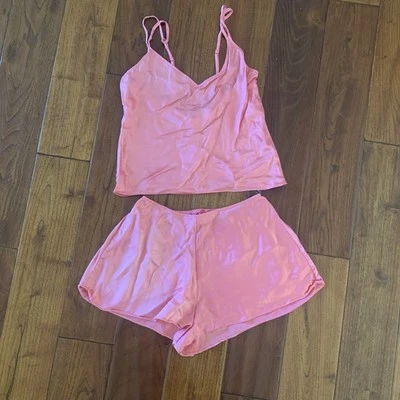 De Colección Años 90 Victoria's Secret 100% Seda Cami Pantalones Cortos Conjunto de 2 piezas Coral Talla Pequeña XS Foto 1 de 4