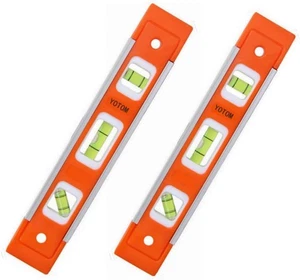 2pcs 9 inch Aluminum-Sided Magnetic Torpedo Level, Box Level Spirit Orange  - Picture 1 of 8