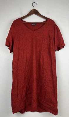 Nicole Miller Original Red Linen Blend Shirt Dress XXL V Neck Mini Dress - Image 1 of 4