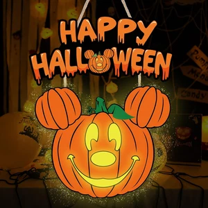 Halloween Kürbis Deko, Glow in the Dark Halloween Wanddeko Holz - Bild 1 von 7