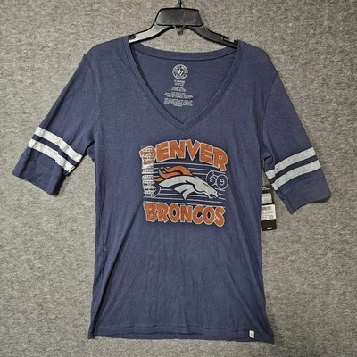 Новый с Ярлыками '47 бренд Denver Broncos ретро v-образным вырезом футболка - XL полоски футболка - Изображение 1 из 4