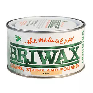 Briwax CLEAR Furniture Wax Polish Wood Cleaner Restorer 400g Natural Stain Tin - Picture 1 of 3