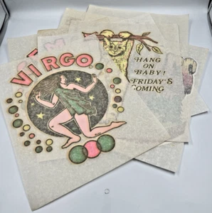 Lotto 12 Trasferimenti Iron-On Vintage anni 70-Segni Zodiacali, Birra Coors, Grafica Divertente - Foto 1 di 17