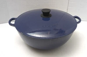 Le Creuset #32  Blue Cast Iron Braiser Pan With Lid 12.5” Excellent - Picture 1 of 15