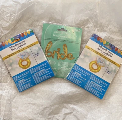 Paquete de globos de aluminio con anillo de diamantes para compromiso, despedida de soltera, boda nuevo en caja Foto 1 de 3