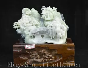 Estatua Cascada Paisaje Montaña Talla Jade Xiu Natural Chino 12" - Imagen 1 de 16