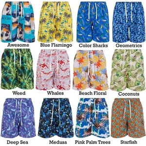 Mens Swim Trunks, Cargo Swimming Short Swimwear Bathing Suit Summer Beach Prints - Picture 1 of 51