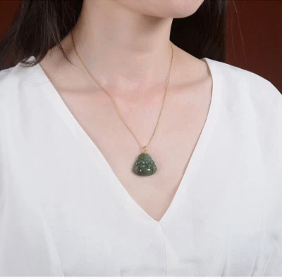 Colgante Buda Maitreya jaspe hetiano oro 18K retro Buda colgante personalizado Foto 1 de 4