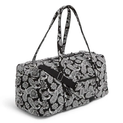Vera Bradley Large Travel Duffle Black White Bandana Paisley NWT - Image 1 of 4