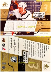UD SPGU SP GAME USED 2008 RYAN MALONE PENGUINS TRIPLE FABRICS GAME JERSEY /25 - Picture 1 of 4