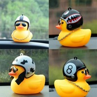 Funny Duck Car Dashboard Decoration Toy Auto Decor Interior Cartoon Helmet Lucky
