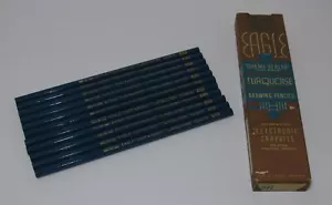 11 NOS Vintage Eagle Chemi Sealed Turquoise Drawing Pencils Electronic Graphite - Picture 1 of 3