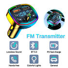 Adaptateur émetteur FM sans fil voiture Bluetooth5.0 2-USB PD chargeur AUX mains libres