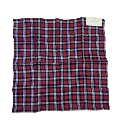 Cuadrado de bolsillo Brunello Cucinelli rojo blanco azul lino nuevo con etiquetas Foto 1 de 3