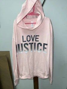 Justice Pink Love Justice Hoodie Size Large 12/14 - Picture 1 of 6