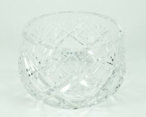 Crystal Sugar Bowl Clear Thick Cut Glass Serving Candy Open Heavy Elegant Cross
