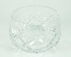 Crystal Sugar Bowl Clear Thick Cut Glass Serving Candy Open Heavy Elegant Cross - Picture 1 of 6