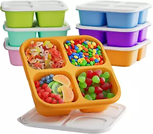 6 Pcs Bento Snack Containers, Reusable 4 Compartment Food Storage Container with - Picture 1 of 7