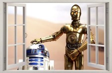 STAR WARS Wall Stickers Effect Window R2D2 C3PO sticker to the room #72