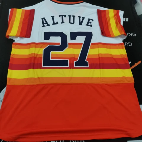Jose Altuve #27 Houston Astros Throwback Orange/Multi Pullover Stitched Jersey Cover