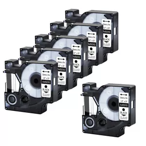 6 Packs for DYMO Standard D1 45010 Labeling Tape Black Print on Clear Tape 12mm - Picture 1 of 11