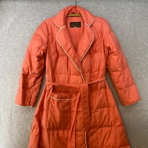 Vintage Gr. M EDDIE BAUER gesteppter Gänsedaunen Bademantel/Hausmantel korallenrosa - Bild 1 von 12