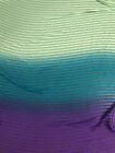 Green Purple Teal Satin Tie Dye Strip Chiffon Fabric 45” Width Sold By Yard