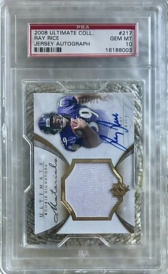 2008 UD ULTIMATE COLLECTION ROOMIE PATCH AUTO /375 RAY RICE RC PSA 10 - Image 1 of 2