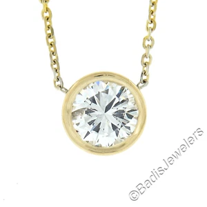 New 14K Gold .35ct Round Brilliant Diamond Solitaire Pendant w/ Adjustable Chain - Picture 1 of 7