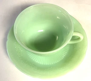 Vintage FIRE KING JADEITE ALICE PATTERN Coffee or Tea CUP & Saucer - Picture 1 of 7