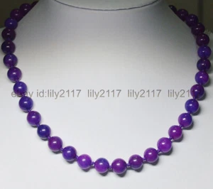 PURPLE AFRICA SUGILITE GEMSTONE ROUND BEADS NECKLACE 16-48 INCHES 8/10/12MM - Picture 1 of 7