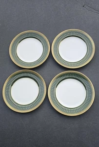 Vintage Spode Royal Windsor Plates Set 4 Bone China Green Gold England Y8078 6" - Picture 1 of 13