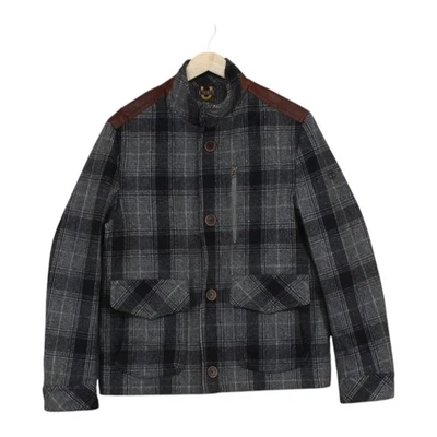 Timberland Plaid Jacket Mens Size L Grey Wool Nylon Slim Fit - Image 1 of 4