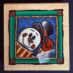 Mr. Snowman Jolly Winter Frosty Christmas Holiday Sign Symbol Wood  Rubber Stamp - Picture 1 of 5