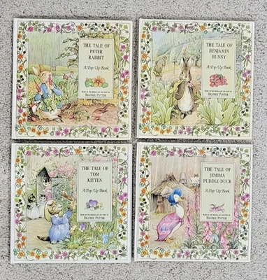 Vtg Complete Set of 4 - BEATRIX POTTER Pop Up Tales BOOKS - Peter Rabbit – MINT Foto 1 de 4