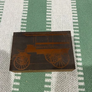 Vintage, mud, wagon stage coach, copper type printer block printing - Picture 1 of 11