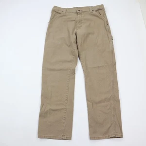 Wrangler Pants Mens 34x32 Carpenter Relaxed Straight Stretch Beige Utility Work - Picture 1 of 9