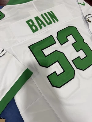Zach BAUN #53 Philadelphia Eagles branco com acabamento verde Kelly todo costurado novo com etiquetas - Imagem 1 de 4