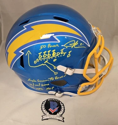 LaDainian Tomlinson Signed MVP & Play Diagram Chargers F/S Flash Helmet Beckett  - Image 1 of 4