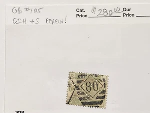 Great Britain #105 Perfin CIH & S - 2024 CV $280 -Lot #8829 - Picture 1 of 1