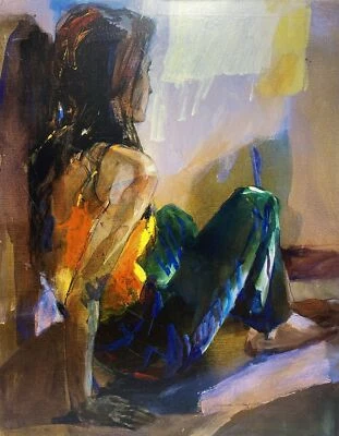 Impresión Giclee Original Christine Comyn sobre Lienzo 41/100 Mujer Joven Pintura Arte Foto 1 de 4