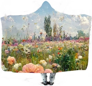Amazing Earth Beautiful Field of Flowers Hooded Blanket #3 - Picture 1 of 7