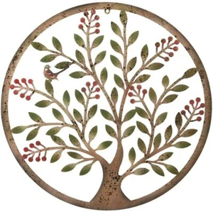 Grande Targa Rustica Bacca Metallo Rotonda Parete Arte Giardino Scultura Decorazione 60cm - Foto 1 di 1