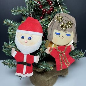 Lot Of 2 Vintage Lee Wards Dexter Brand Angel & Santa Christmas Ornament 3.75-4”
