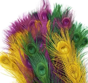 25 Stck. GEBLEICHTE PFAUENSCHWÄNZE - VERSCHIEDENE Farben Federn 10-12 Zoll Braut/Halloween - Bild 1 von 8