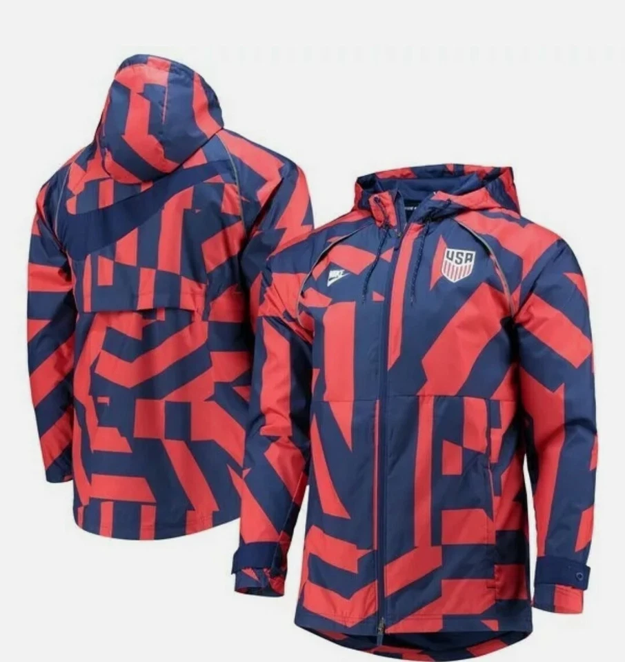 Nike U.S. Awf Graphic Soccer Jacket In Speed Red Blue Size S USA 