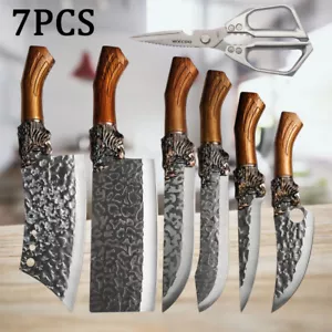 Professional Chef Knife Set Butcher Meat Cleavers Friut Knives Kitchen Scissors - Picture 1 of 19