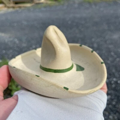 Sombrero antiguo MEYER Texas gres pintado cerámica recuerdo turista Foto 1 de 4